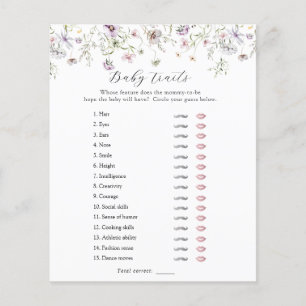 Delicate Purple Wildflower Baby Traits Shower Game