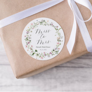 Delicate Purple Wildflower Bridal Shower Classic Round Sticker