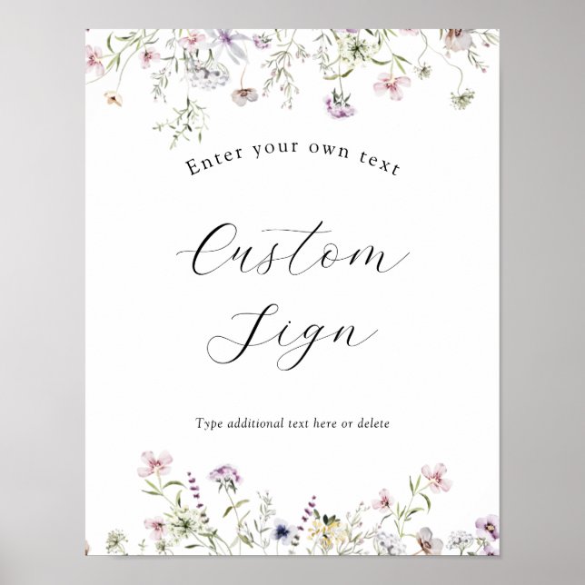 Delicate Purple Wildflower Custom Text Sign (Front)