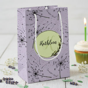 Delicate Purple Wildflower Dandelion Kisses Floral Small Gift Bag