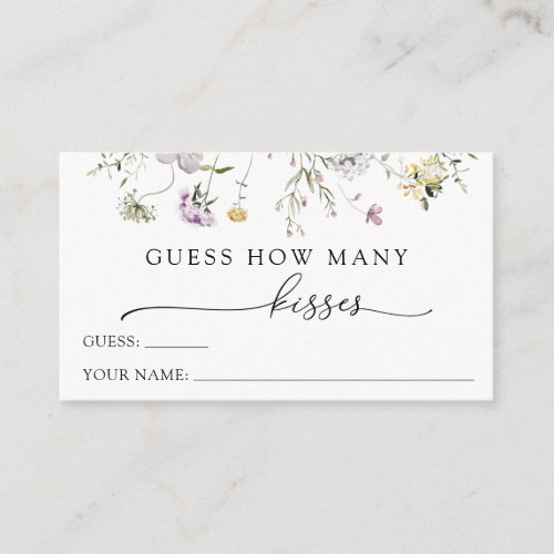 Delicate Purple Wildflower Guess How Many Kisses Enclosure Card