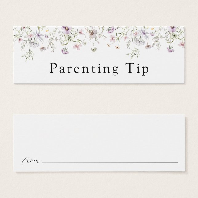 Delicate Purple Wildflower Parenting Tip Card (Front & Back)
