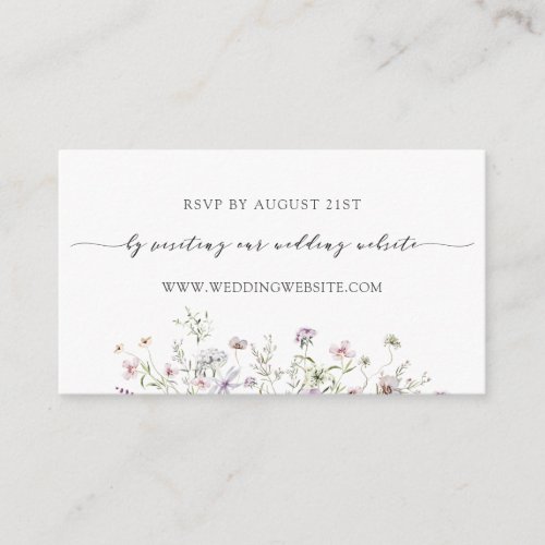 Delicate Purple Wildflower Wedding RSVP Online  Enclosure Card