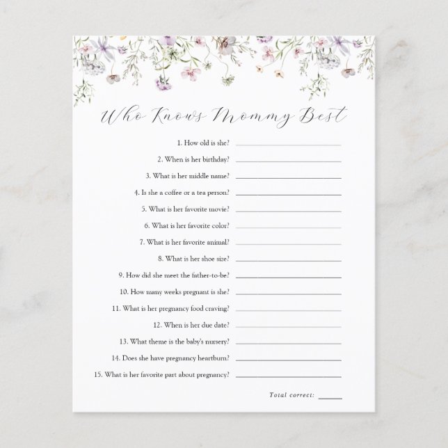 Delicate Purple Wildflower Who Knows Mommy Best (Front)