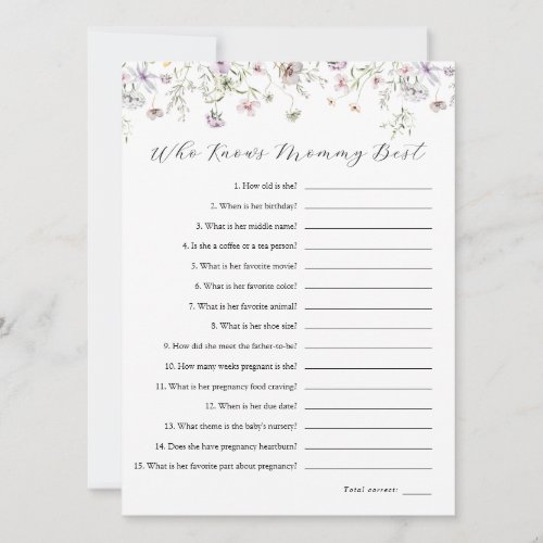 Delicate Purple Wildflower Who Knows Mommy Best Invitation