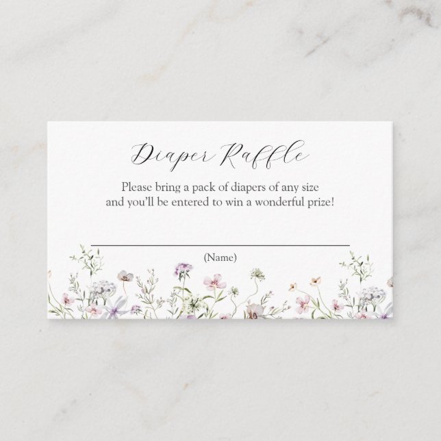 Delicate Purple Wildflowers Diaper Raffle Enclosure Card (Front)