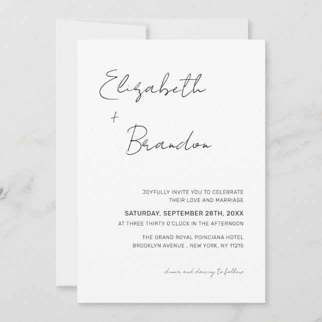 Delicate QR Code RSVP Wedding Photo Invitation (Front)