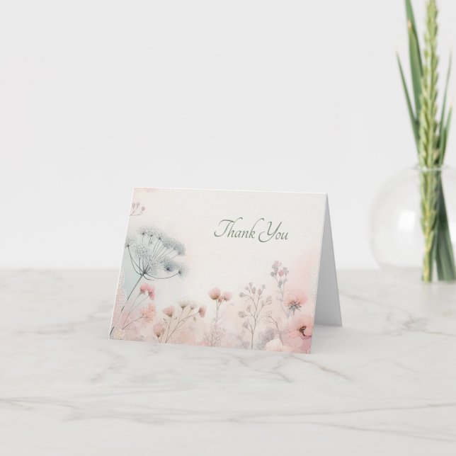Delicate Queen Anne's Lace Blank Thank you Card (Front)