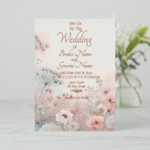Delicate Queen Anne's Lace Wedding Foil Invitation