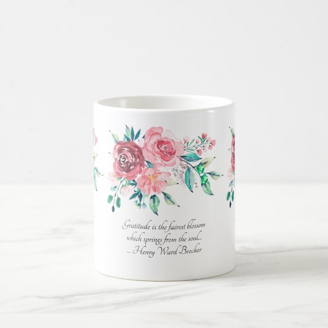 Delicate Red and Pink Roses Flowers Coffee Mug (Center)