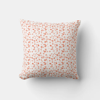 Delicate Red Floral Pattern on Soft Cream Throw Pillow