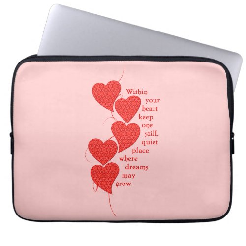 Delicate Red Lace Hearts Laptop Sleeve