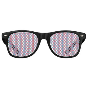 Delicate, repeating, light pink and light blue pat retro sunglasses