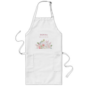 Delicate & Romantic Floral Bouquet in Pink for Her Long Apron