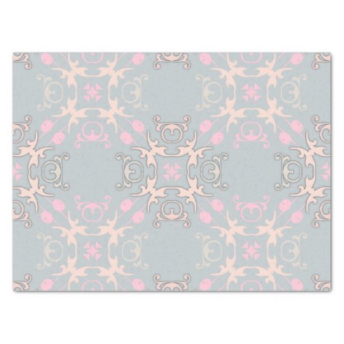 Delicate Romantic Pastel Baroque Damask Pattern Tissue Paper