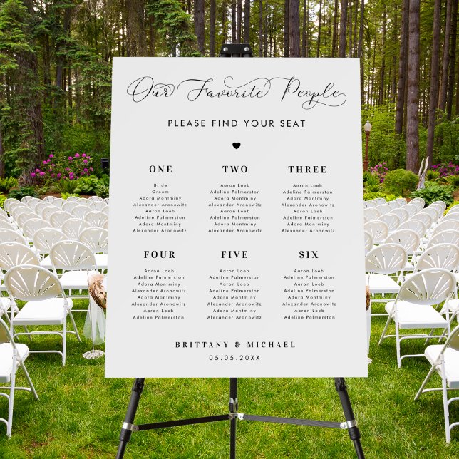 Delicate Romantic Script 6 Tables Wedding Seating Foam Board (Creator Uploaded)