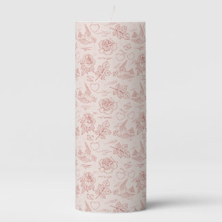 Delicate Rose Design Pillar Candle