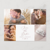 Delicate Rose Gold 4 Photo Template Save the Date (Front)