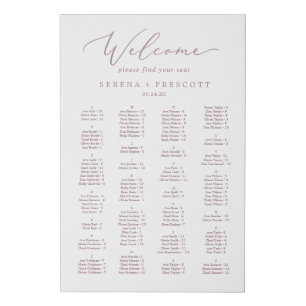 Delicate Rose Gold Alphabetical Seating Faux Canvas Print