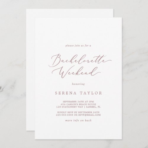 Delicate Rose Gold Bachelorette Weekend Invitation