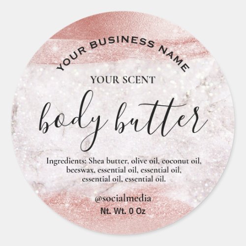 Delicate Rose Gold Body Butter Labels