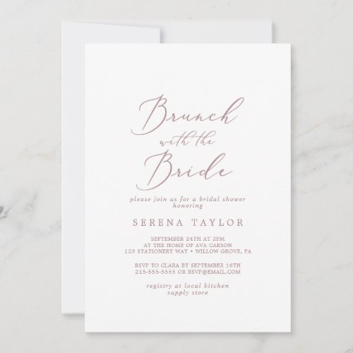 Delicate Rose Gold Brunch with the Bride Shower Invitation