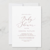 Delicate Rose Gold Calligraphy Baby Shower Invitation (Front)