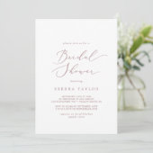 Delicate Rose Gold Calligraphy Bridal Shower Invitation (Standing Front)