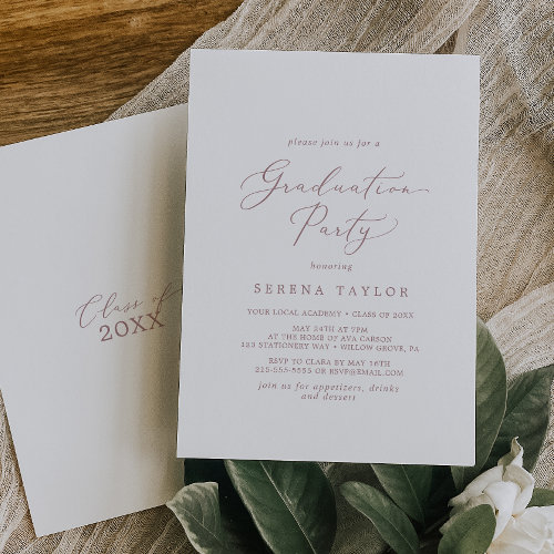 Delicate Rose Gold Calligraphy Graduation Party