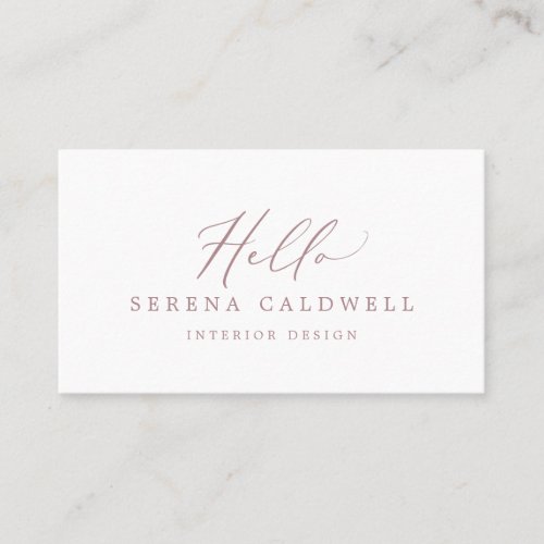 Delicate Rose Gold Calligraphy Hello Business Card