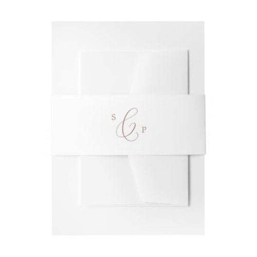 Delicate Rose Gold Calligraphy Monogram Wedding Invitation Belly Band