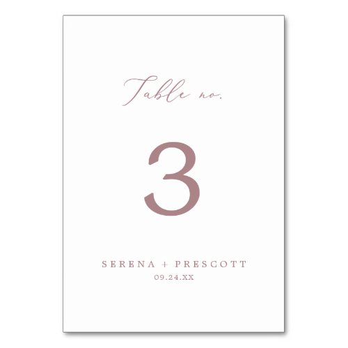 Delicate Rose Gold Calligraphy Table Number