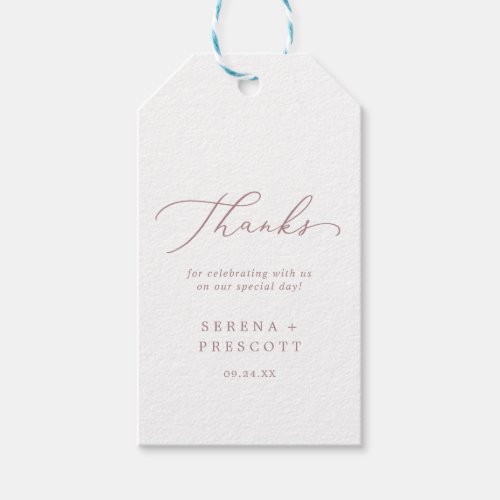 Delicate Rose Gold Calligraphy Thank You Favor Gift Tags