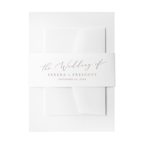 Delicate Rose Gold Calligraphy Wedding Invitation Belly Band