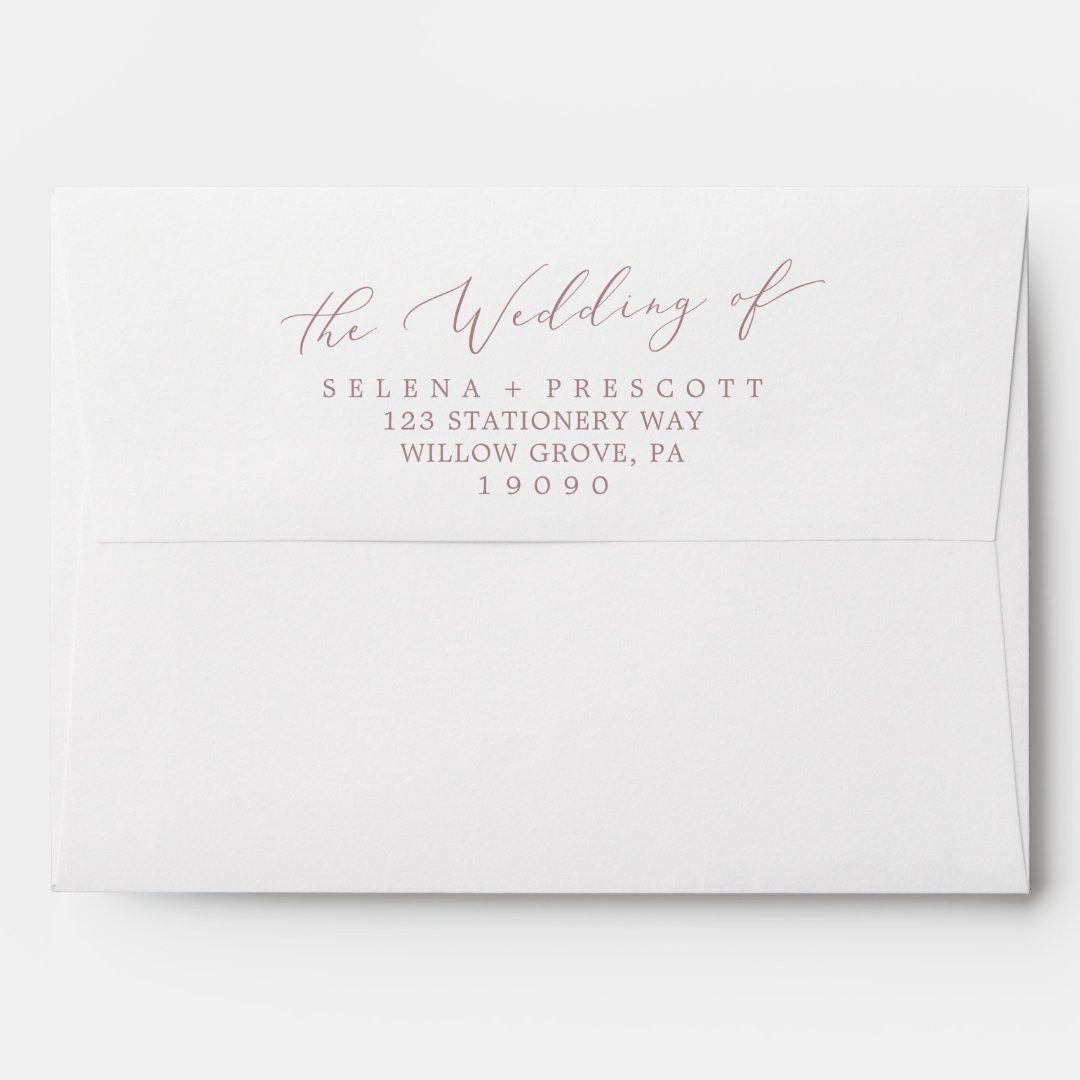 Delicate Rose Gold Calligraphy Wedding Invitation Envelope Zazzle