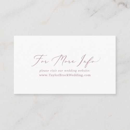 Delicate Rose Gold Calligraphy Wedding Website Enclosure Card