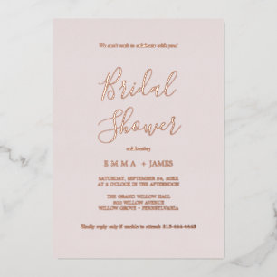 Delicate Rose Gold Foil   Blush Bridal Shower  Foil Invitation
