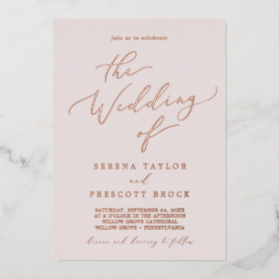 Delicate Rose Gold Foil   Blush The Wedding Of Foi Invitation