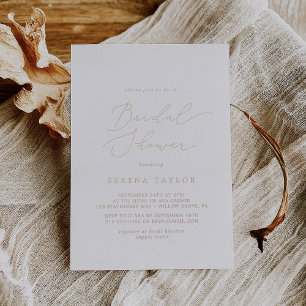 Delicate Rose Gold Foil Calligraphy Bridal Shower Invitation