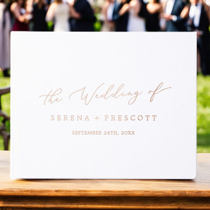 Delicate Rose Gold Foil Monogram Back Wedding Guest Book