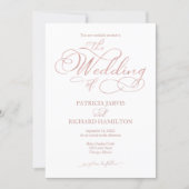Delicate Rose Gold Foil Script Wedding Invitation (Front)