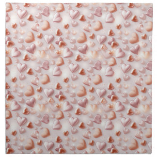 Delicate Rose Gold Hearts Cloth Dinner Napkins