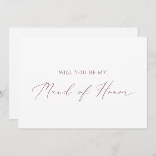 Delicate Rose Gold Maid of Honor Proposal Card