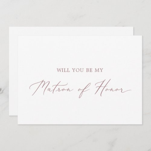 Delicate Rose Gold Matron of Honor Proposal Card