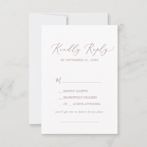 Delicate Rose Gold Song Request RSVP Card