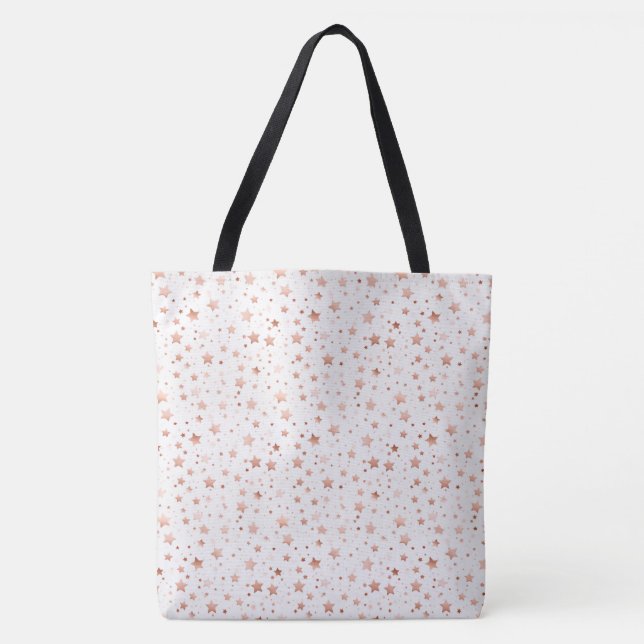 Delicate Rose Gold Stars Large Shoulder Tote Bag (Front)