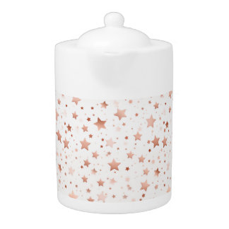 Delicate Rose Gold Stars Porcelain Teapot