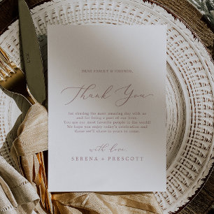 Delicate Rose Gold Thank You Reception Card
