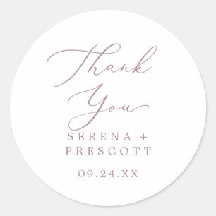 Delicate Rose Gold Thank You Wedding Favor Sticker