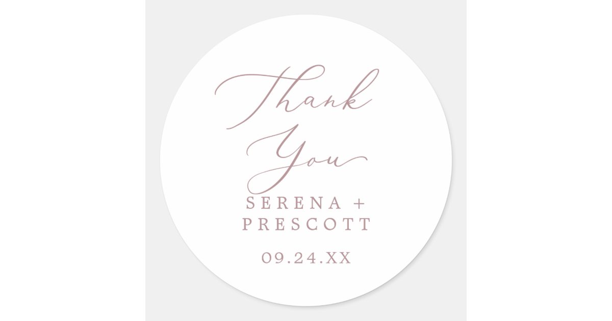Delicate Rose Gold Thank You Wedding Favor Sticker | Zazzle
